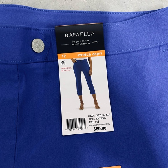 Rafaella Women’s Dazzling Blue Stretch Capri Pants Size 12 - Picture 3 of 8